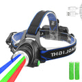 Helius Motion Sensor Red Green Blue White 4 in 1 Adjustable Zoomable Red Warning Light Rechargeable Usb Led Head Torch Headlamps