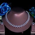 Romantic Luxury Love Heart Shape Green CZ Bridal Necklace Jewelry Sets for Wedding Banquet Costume Accessories