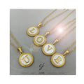 Carline Stainless Steel Fashion 18k Gold Plated Jewelry 26 Letters Round Shell Pendant Necklace Gold Fashion Jewelry Wholesale