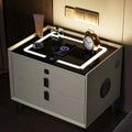 Tempered Glass Table Speaker Speaker Side Table Charger Bedside Table With Led Light and Speaker