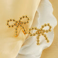 Wholesale Classic Stainless Steel Bowknot Stud Earrings Women's Fashion Jewelry 18K Gold Plated Customizable