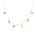 Creative Garden Vegetable Charms Necklace 18k Gold Plated Color Zirconium Collarbone Chain Collar Multi Pendant Choker for Women