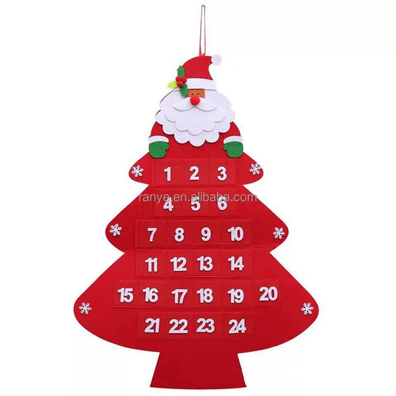 Felt Santa Claus Advent Calendar Felt Christmas Tree Kit Xmas Gift 3D Felt Ornament DIY Christmas Hand Crafts