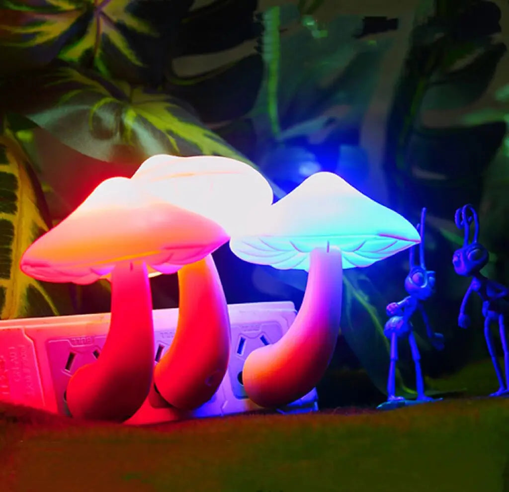 Hot Sale New Bedroom Mini Custe Colorful Night Light Plug in Led Mushroom Shaped Lamp