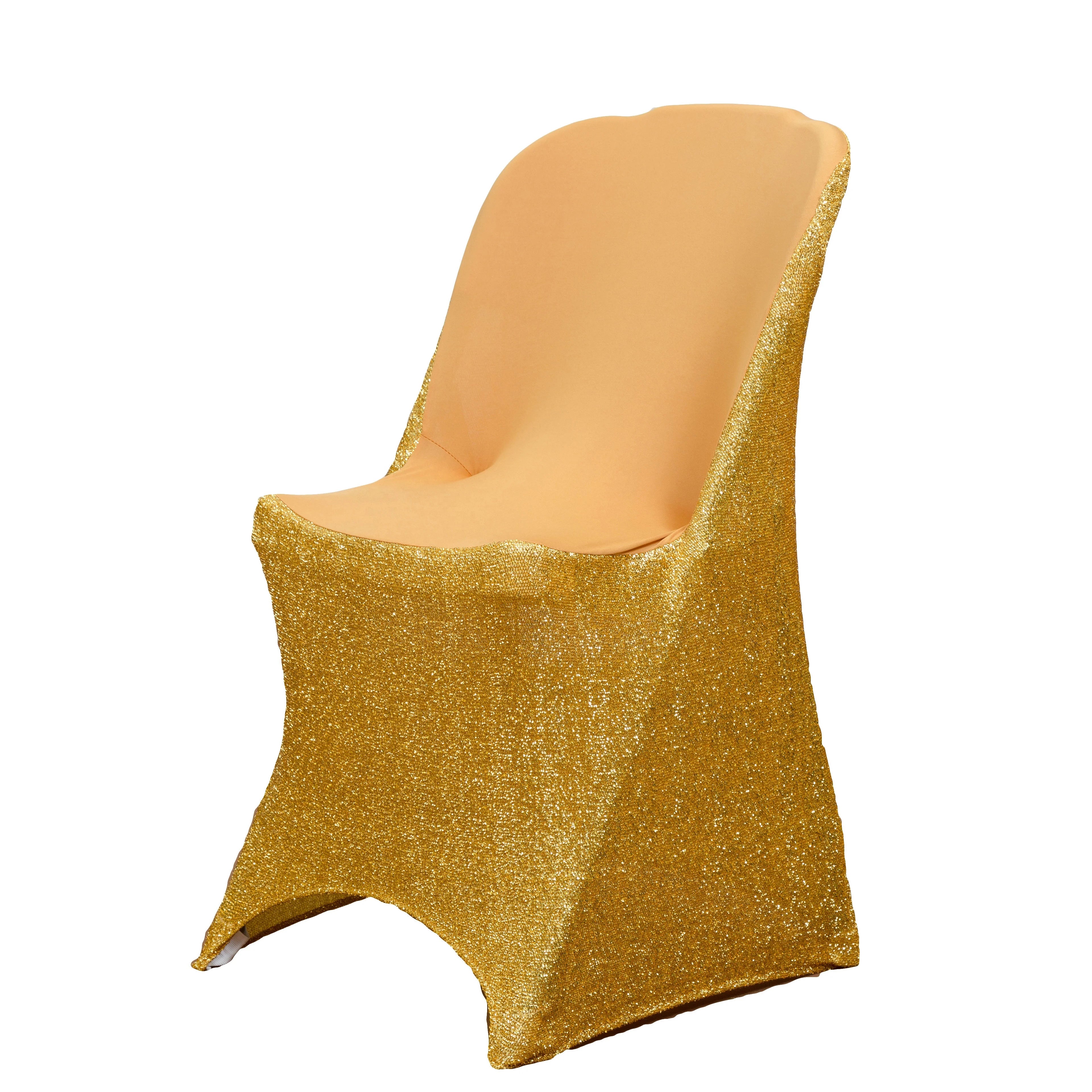 Cheap Shiny Sequin Gold Wedding Folding Chair Covers 100