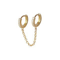 Simple Crystal Zircon Double Ear Pierced Earrings Women Men Punk Styles Long Chain Hoop Earring Aretes Con Cadenas