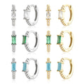 FUAMAY Aretes De Plata 925 Sterling Silver Hoops Earrings 18K Gold Plated White Green Zircon Turquoise Hoop Earrings