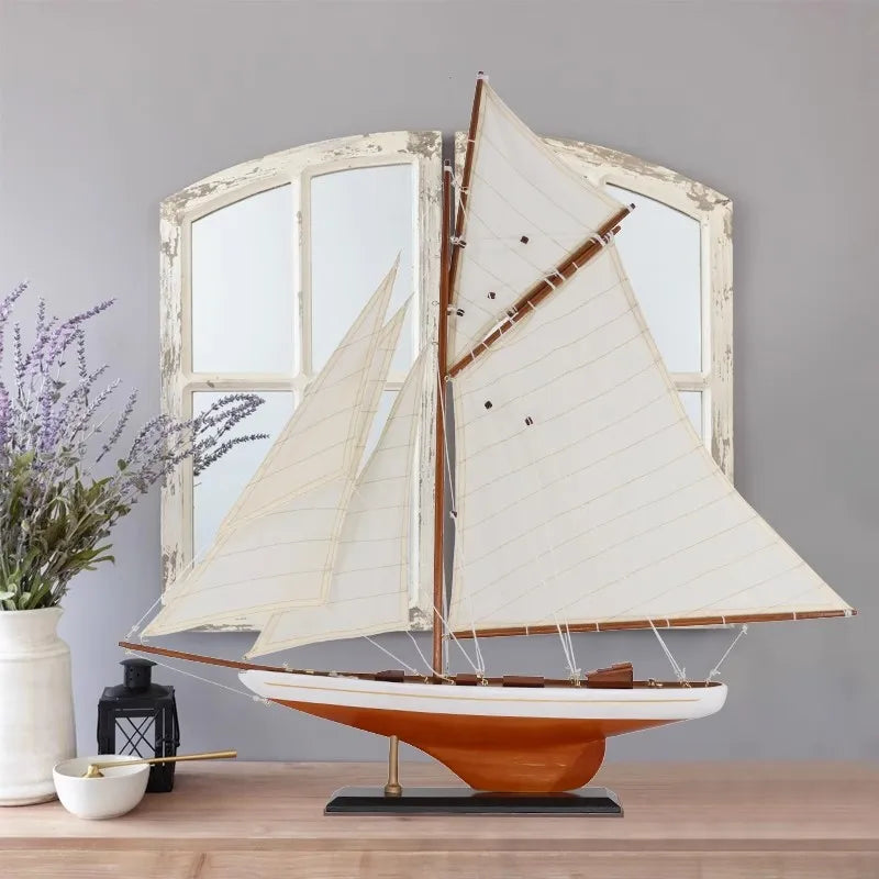 Perfect Gift Custom Logo America's Cup Bermuda Columbia Nautical Christmas Decor Sailboat Model Handcrafted Wooden Ship Model