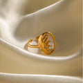 Fashion Personalized Rhinestone Rings Open 18k Gold Plated Stainless Steel Rings for Women Fine Jewelry Rings