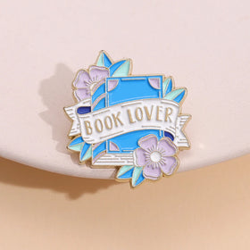 Purple Flower New Designs Book Lover Cartoon Style Embossed Lapel Badges Pins I Love Reading Soft Enamel Collectible Wholesale