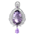 Graceful Rhodium Plated Silver 925 Jewelry Natural Amethyst Pendant for Women Anniversary Gift