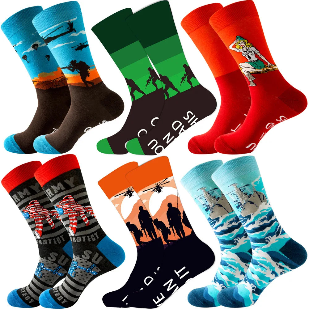 Men Cotton Camouflage Essentials Socks Dress Socks for Men Young Teenage Boy's Socks Cotton