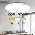 LED Trimless Disk Light Flush Mount Ceiling Light Fixture with APP Remote Dimmable Low Profile Bedroom Lighting Rated European