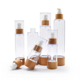 Hot Sale Bamboo Plastic Airless Pump Bottle with Pump Sprayer for Skin Care Serum and Lotion Custom Logo Cosmetic Use