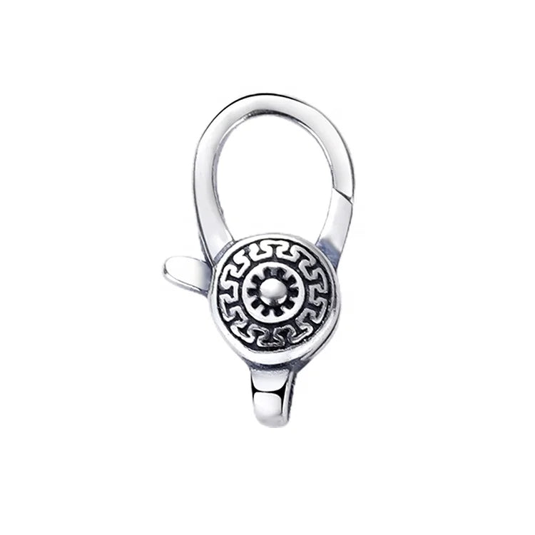 Oxidized 925 Sterling Silver Quick Release Handmade Disc Clasp With Texture Cool Patterned Hook Clasps