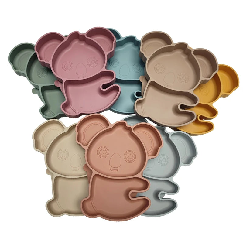 Factory Outlet Customizable BPA-Free Koala Baby Plate Toddler Silicon Suction Silicone Baby Plate