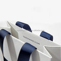 Custom Logo Printed Large Luxury Kraft Paper Shopping Bag with Ribbon Handle Reusable for Supermarket Use