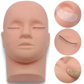 Silicone Lash Extension Practice Doll Face Makeup Training Mannequin Head with Natural Looking Eyebrows & Lips Includes Tools