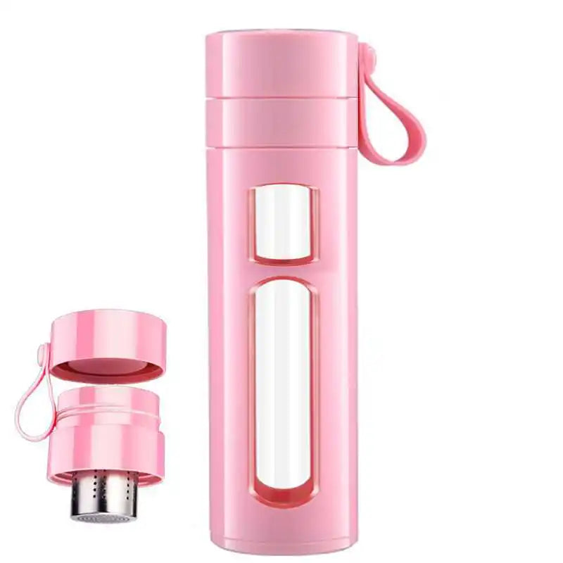 FX Factory 600ml Clear High Borosilicate Glass Leak-Proof Thermal Sport Water Bottle Tea Maker Drinking Custom Logo Straw Cap