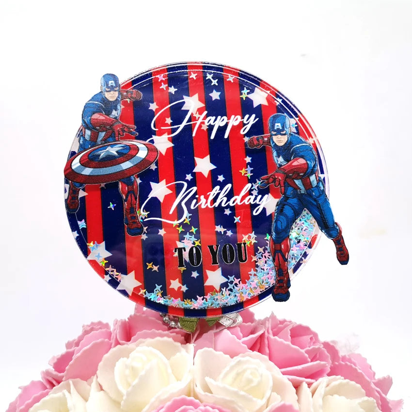 3D Art Printing New Product Boy/Girl Cake Topper Star Moving Quicksand  for Happy Birthday Gift Decoration