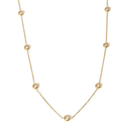 Ins 18K Gold Plated Stainless Steel Round CZ Stone Necklace for Women Waterproof Hypoallergenic