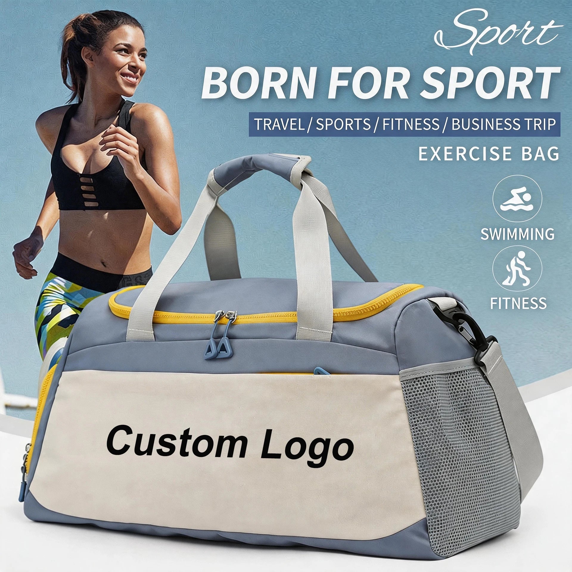 Custom LOGO Large Capacity Sports Travel Backpack Portable Duffel Gym Tote Bag With Shoe Compartment Nylon Sport Designer Bag