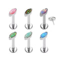 Implant Grade Titanium Ear Piercing Set Opal Push Pin Labret Lip Studs Gold Plating Claw Setting Technology Assorted for Wedding MegaBDM
