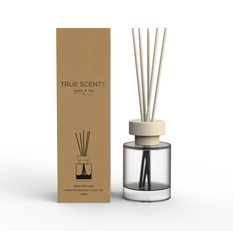 120ml Custom Home Fragrance Reed Diffuser Glass Bottle Diffuser Frosted Diffuser Bottle Wooden Cap Rattan Stick
