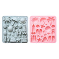 LifeTop Summer Beach Chocolate Silicone Molds Coconut Tree Pineapple Starfish Shells Candy Chocolate Molds