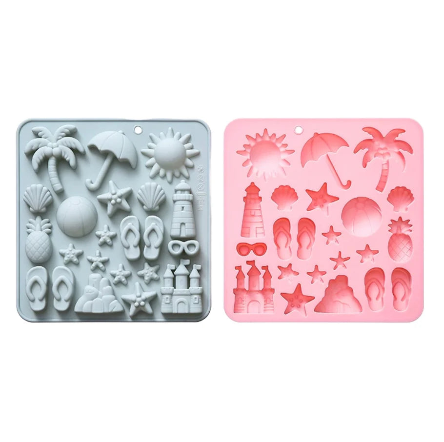 LifeTop Summer Beach Chocolate Silicone Molds Coconut Tree Pineapple Starfish Shells Candy Chocolate Molds