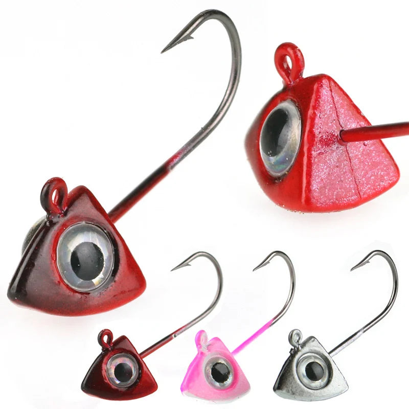 WEIHE 2g 3g Jig Hook 3 Colors Triangle Fish Head Lead Hook Trout Fishing Jig Hooks