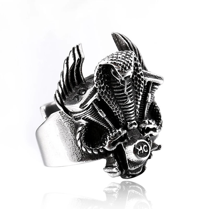SS8-312R Steel Soldier Stainless Steel Punk Snake Ring Fashion Jewelry Gift