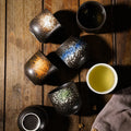 HuiQian 190ml Japanese Water Glazed No Handle Vintage Matt Ceramic Blue Tea Cup