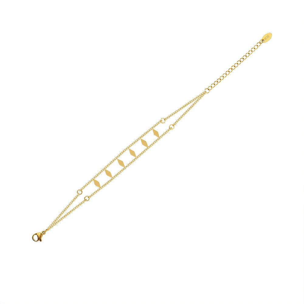 Fashion Jewelry French-style Bracelet with Double-layer Geometric Prisms  18K Gold Plated  Bracelet for Women Jewelry Bracelet