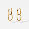 Detachable Twist Ring Huggie Earrings Stainless Steel Gold Plated Waterproof Pendant Earrings