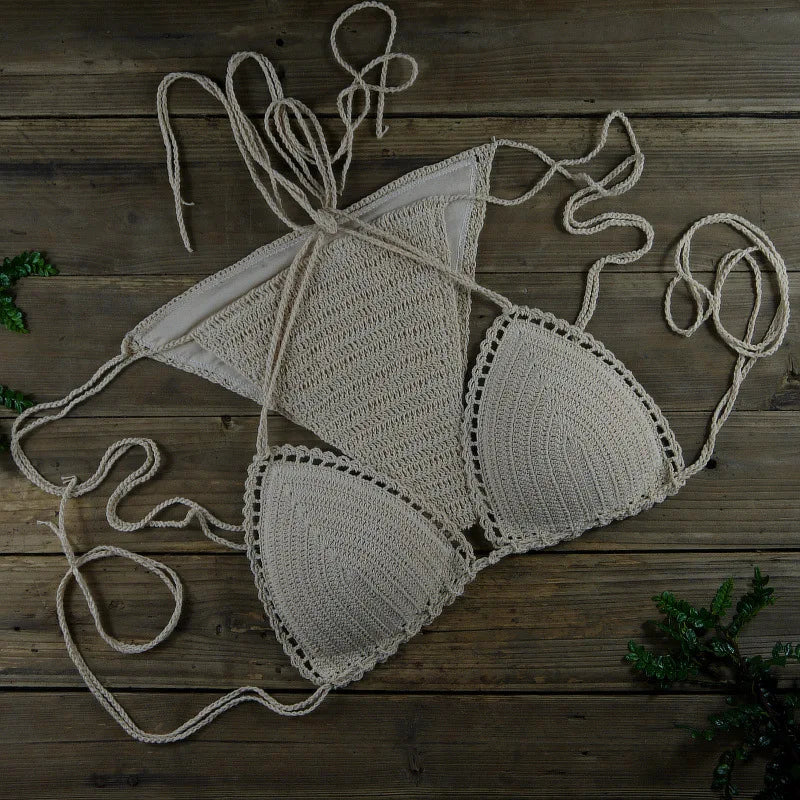 S21 Crochet Cover up Coverup Popular Style Handmade Vacation Beach Crochet Bikini Set Push-up Swimsuit All Cotton