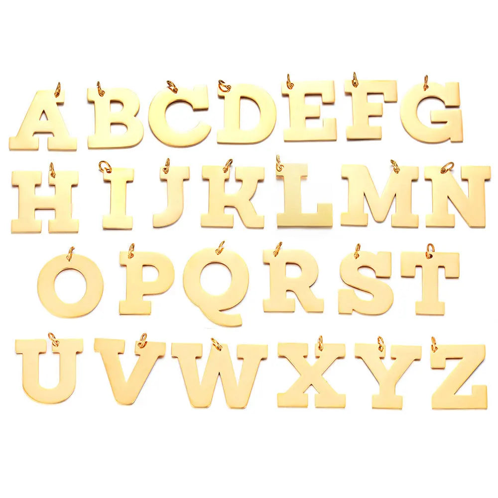 DIY Jewelry High Quality Stainless Steel Gold Color Alphabet Charms DIY Initials From A-Z Pet Dog Tags Name Jewelry Accessories