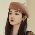 Customized Light Luxury and High-end British Retro Wool Painter Hat for Women Korean Autumn and Winter New Versatile Beret Hat