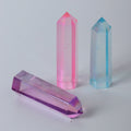Electroplating Rainbow Crystal Point Wand Faceted Hexagon Column Reiki Ornament