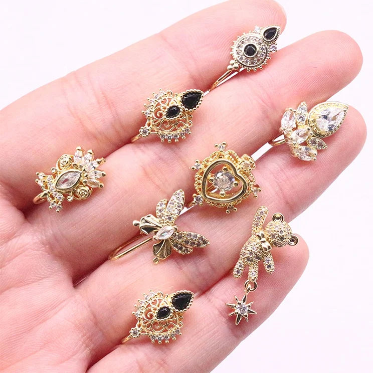 Gaby New Gold Dangle Nose Cuff Bulk Nose Clip butterfly Bear Fake Piercing Non Piercing Luxury Fake Nose Ring Body Jewelry