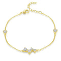 Women Silver Fine Jewelry Gold Plated Link Chain Cubic Zircon Stone Heart Cut Charm Bracelet for Mother's Day