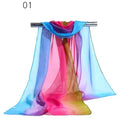 Hot 160*50 Gradient Color Scarf for Women Chiffon Long Cheap Printed Scarves Latest Chiffon Scarf
