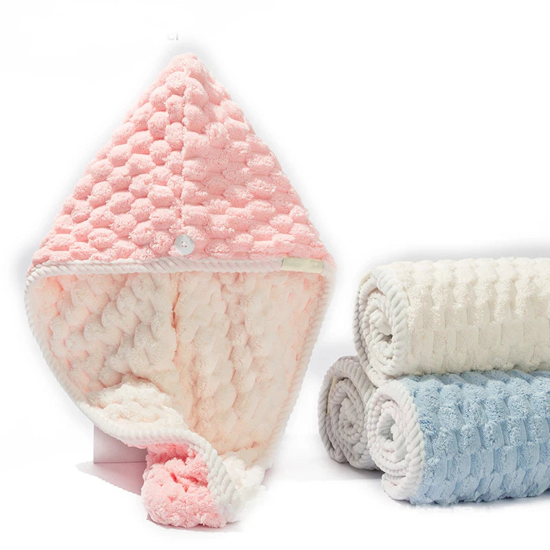 Hot Sale New Cloud Double Layer Woven Eco-Friendly Microfiber Dry Hair Cap Super Water Absorbency Quick Dry Scarf Turban Wraps