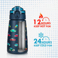 Haers 350ML Children's School Boy Girls  Stainless Steel Drinking Bottle Suitable for Carbonated Drinks Leak-Proof  with Straw