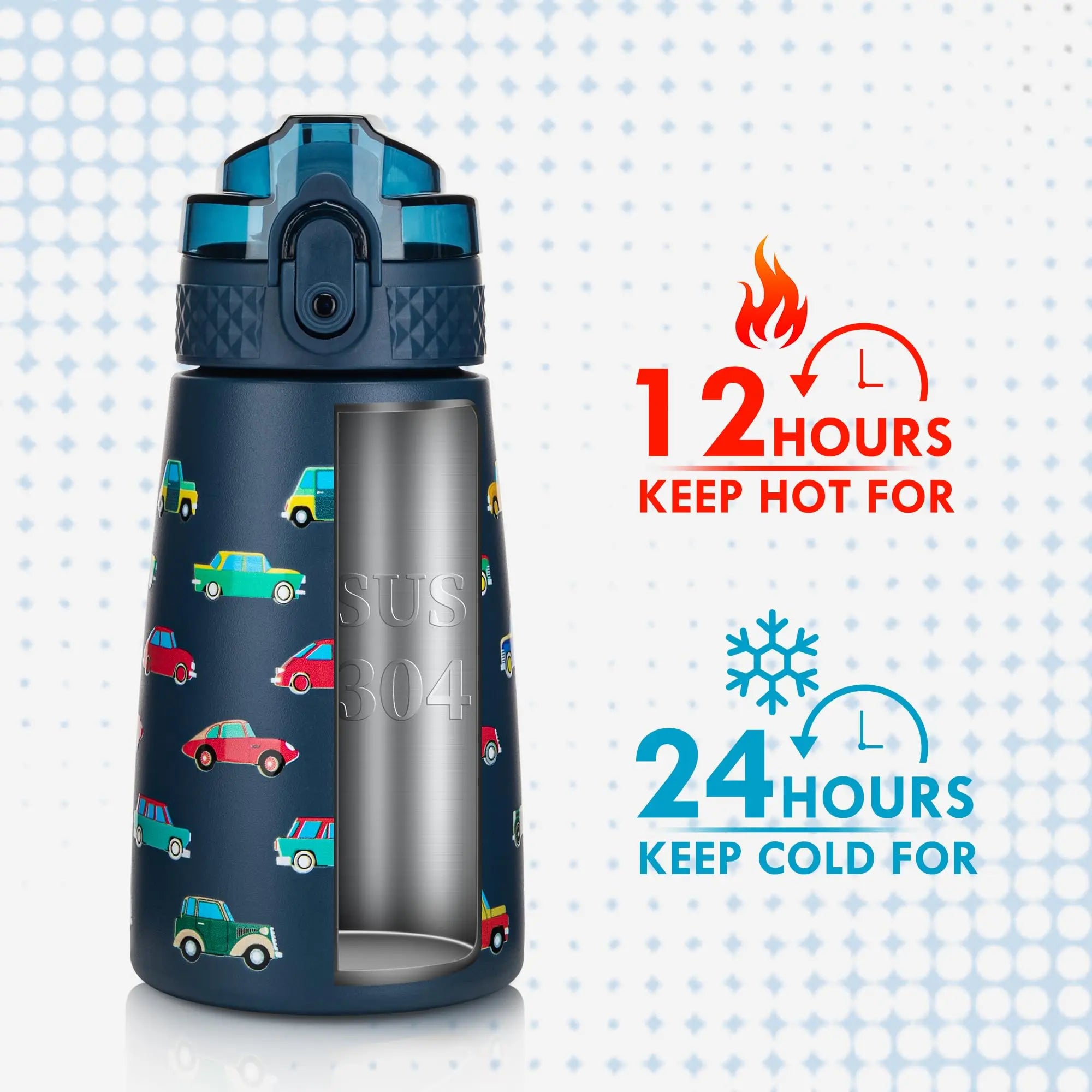Haers 350ML Children's School Boy Girls  Stainless Steel Drinking Bottle Suitable for Carbonated Drinks Leak-Proof  with Straw