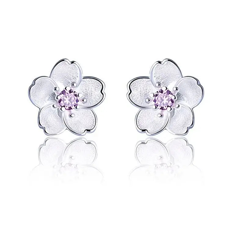 Factory Wholesale 925 Sterling Silver Flower Stud Earrings for Women Girls Fashion Sterling-silver-jewelry MegaBDM