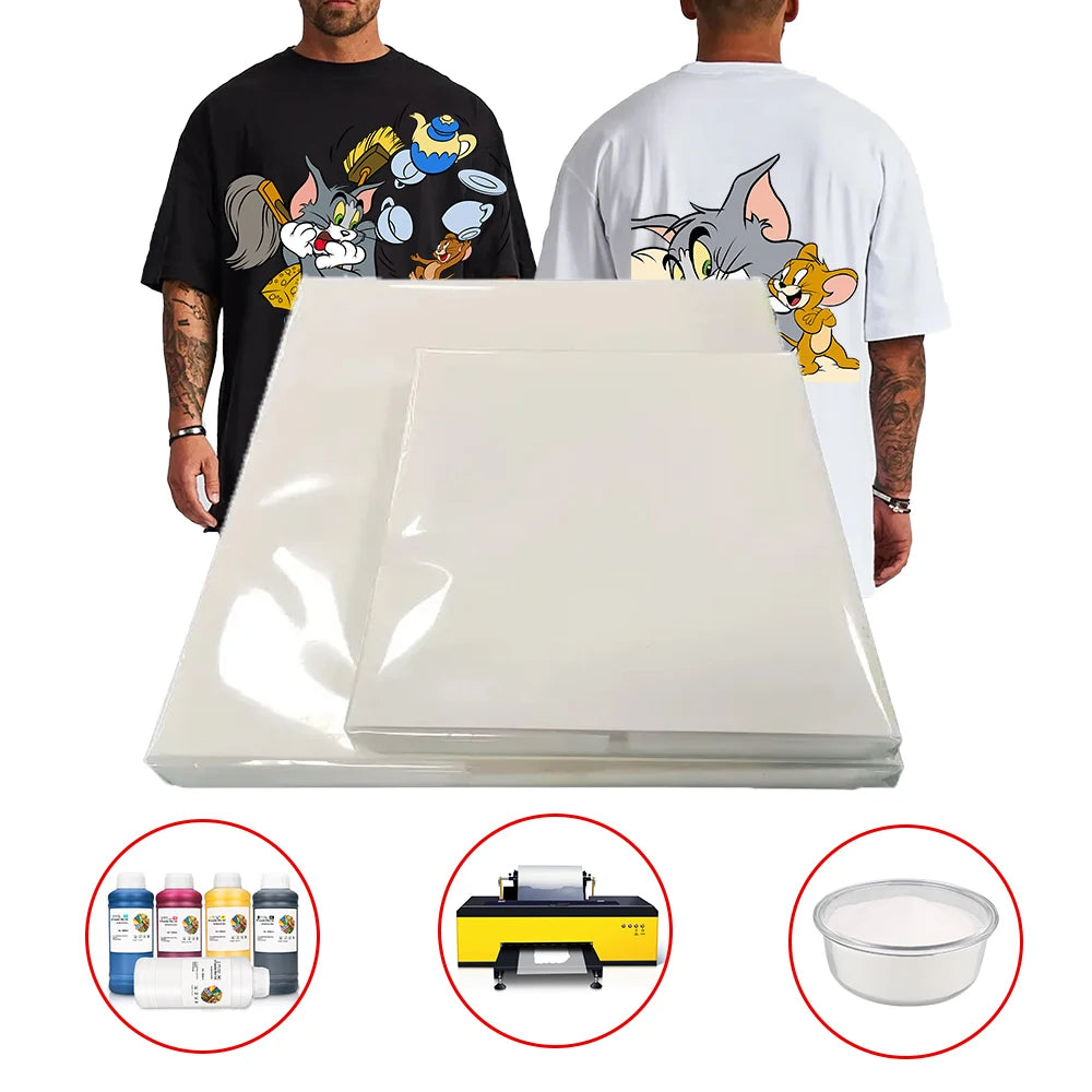A3/A4 DTF PET Film Heat Transfer Ink for Epson Dx5/Dx7/L1800/Xp600/I3200 Printers High Temperature Clothing Application