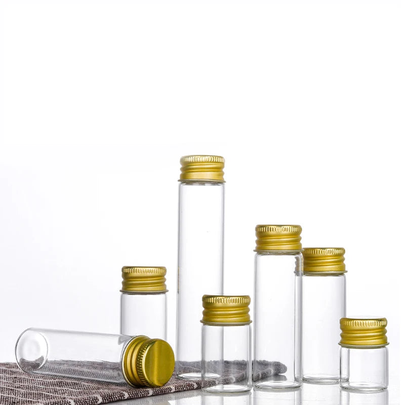 Mini 22 MM Diameter Borosilicate Glass Tube Dry Flower Tea Container Borosilicate Bottle With Sealing Screw Lid