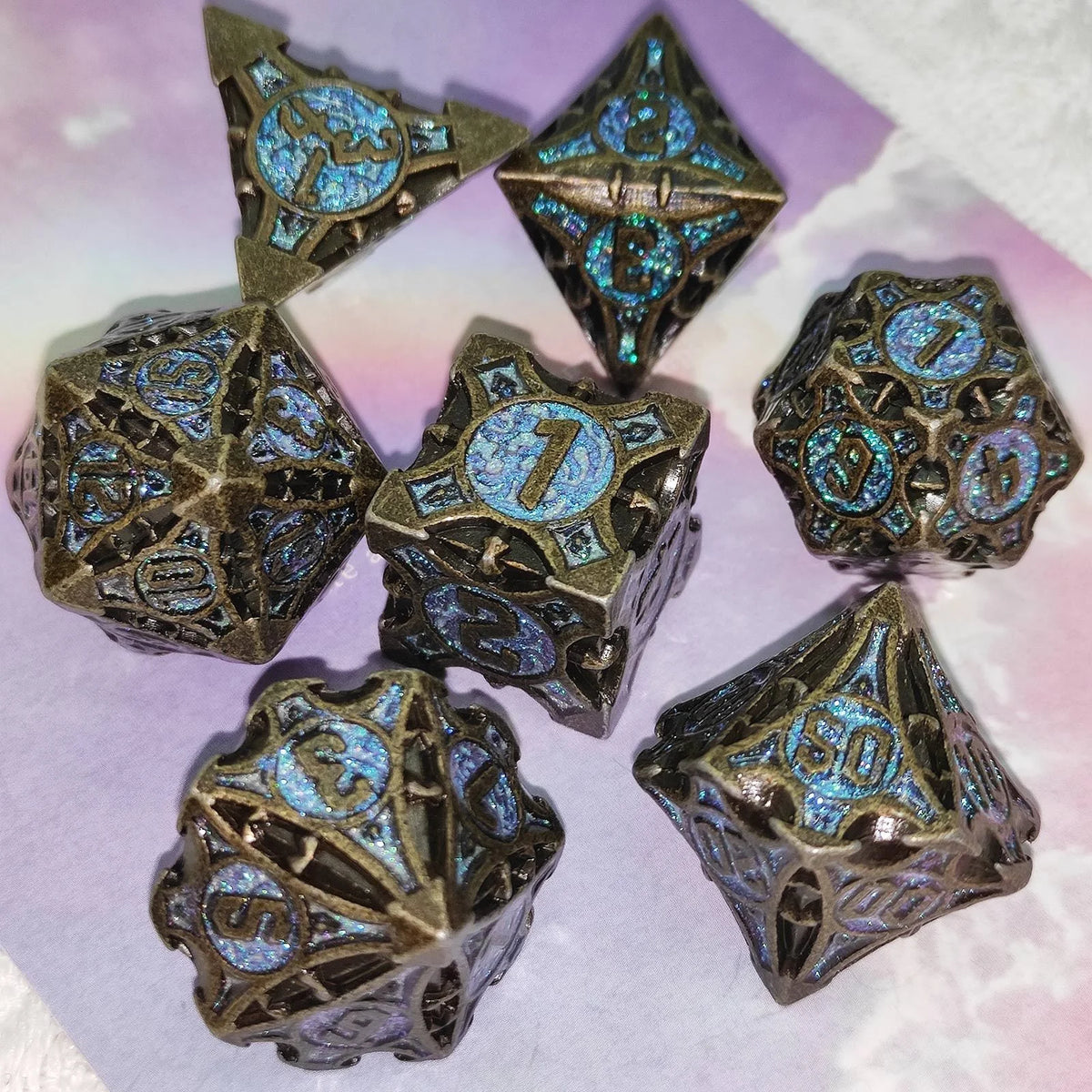 Custom Printed Bag Box Bulk Metal Rpg Dice Set Polyhedral Zinc Alloy Dice Dnd Die for Dungeons & Dragon D&d Game Metal Dice