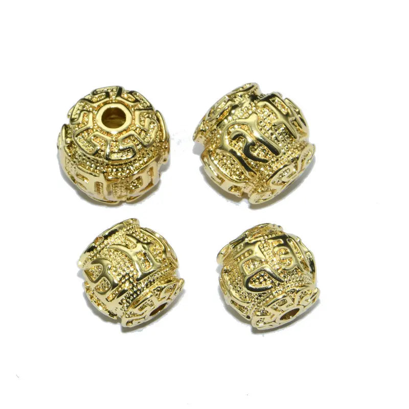 3D Hot Fashion Accessories Gold-plated Jewelry Six-character Words Transfer Beads Cross-wear Accessories DIY Bracelet Beads